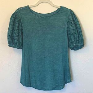 Green Eyelet Blouse